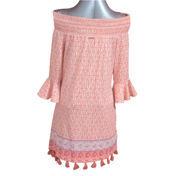 Cabana Life Off the Shoulder Tassel Dress XS Palm Beach Tropical Vacation Beach - Picture 6 of 11